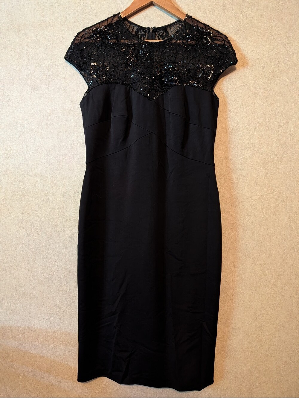 TADASHI Collection black beaded short sleeve dress